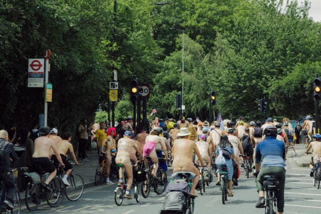 Participants take part in the World Naked Bike Ride in London, UK on 14 June 2026. Copyright: xx WorldNakedBikeRideLondon_London_RyoheyNakayama-51051