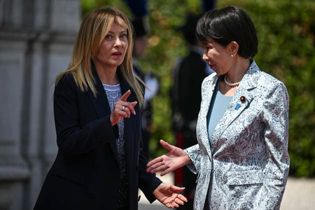 June 15, 2026, Rome, Italy: Italian Prime Minsiter Giorgia Meloni (L) and Japanese Prime Minister Sanae Takaichi (R) during their meeting at Villa Pamphilij in Rome, Italy, 15 June 2026. ANSA RICCARDO ANTIMIANI. Rome Italy  - ZUMAa110 20260615_zaf_a110_009 Copyright: xRiccardoxAntimianix