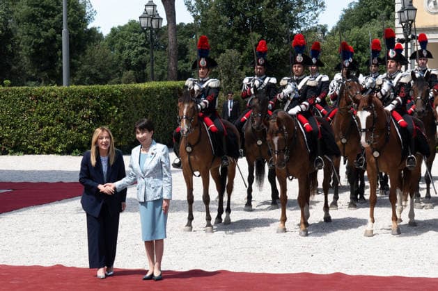 Italian PM Meloni Meets Japanese PM Takaichi - Rome Rome 15 June 2026 Italian Prime Minister Giorgia Meloni meets with Japanese Prime Minister Sanae Takaichi at Villa Pamphilj in Rome on June 15, 2026??Photo by Andrea Bracaglia ABACAPRESS.COM Rome Italy Italy  Copyright: xBracagliaxAndrea ABACAx