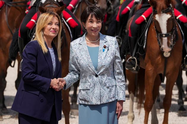 IPA85714092 - International meeting between Italian Prime Minister Giorgia Meloni and Japanese Prime Minister Sanae Takaichi at Villa Pamphilj in Rome In the photo: Giorgia Meloni and Sanae Takaichi  Copyright: xbbrx xBarbaraxAmendolax 85714092