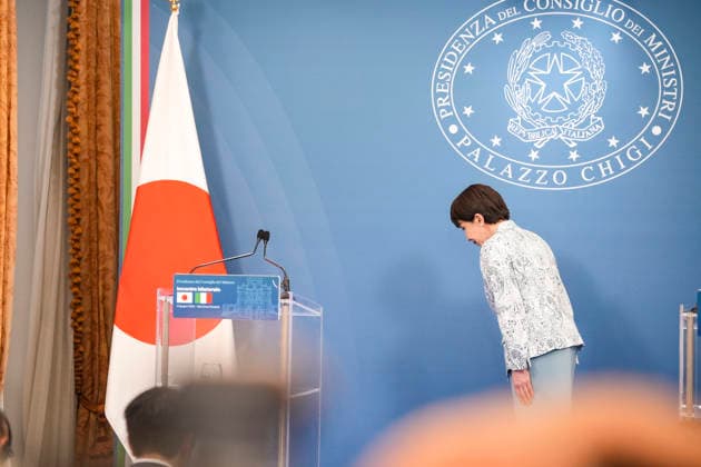 IPA85717720 - Rome: Joint statements by Italian Prime Minister Giorgia Meloni and Japanese Prime Minister Sanae Takaichi at Villa Pamphilj in Rome  Copyright: xbbrx xx 85717720