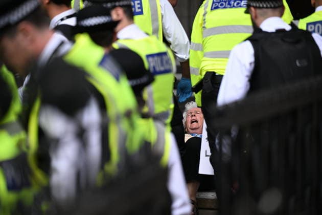 UK Court of appeal s Palestine Action decision protested in London LONDON, UK - JUNE 15: Metropolitan Police officers detain a pro-Palestine demonstrator outside the Royal Courts of Justice in London, United Kingdom on June 15, 2026. A protest was staged following the UK Court of Appeal s decision to uphold the government s ruling to designate the activist group Palestine Action as a terrorist organization, leading to police intervention and multiple arrests. Rasid Necati Aslim Anadolu London United Kingdom. Editorial use only. Please get in touch for any other usage.  Copyright: x2026xAnadoluxRasidxNecatixAslimx