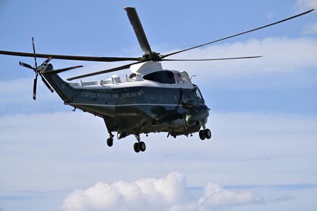 President Trump arrives in Evian, France to attend G7 Summit EVIAN-LES-BAINS, FRANCE - JUNE 15: US President Donald Trump s helicopter, Marine One, lands as he arrives for the G7 Leaders Summit at the Hotel Royal, Evian Resort, in Evian-les-Bains, France, on June 15, 2026. Mustafa Yalcin Anadolu Evian-les-Bains France. Editorial use only. Please get in touch for any other usage.  Copyright: x2026xAnadoluxMustafaxYalcinx