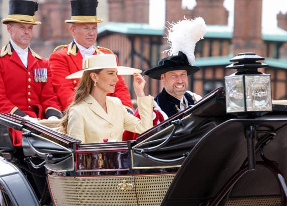 The 2026 Order Of The Garter Service WINDSOR, ENGLAND - JUNE 15: Catherine, Princess of Wales and Prince William, Prince of Wales smile as they depart the 2026 Order Of The Garter Service at Windsor Castle on June 15, 2026 in Windsor, England. The Order of the Garter, Britain s oldest chivalric order established by Edward III, includes The King, Queen, Royal Family members, and up to 24 companions honoured for their public service. Companions of the Garter are chosen personally by the Sovereign to honour those who have held public office, who have contributed in a particular way to national life or who have served the Sovereign personally., Credit:Chris Jackson PA ROTA - B68 Avalon United Kingdom, England, Windsor, Windsor Castle  Copyright: xChrisxJacksonx xPAxROTAx-xB68x xAvalonx 1110378646