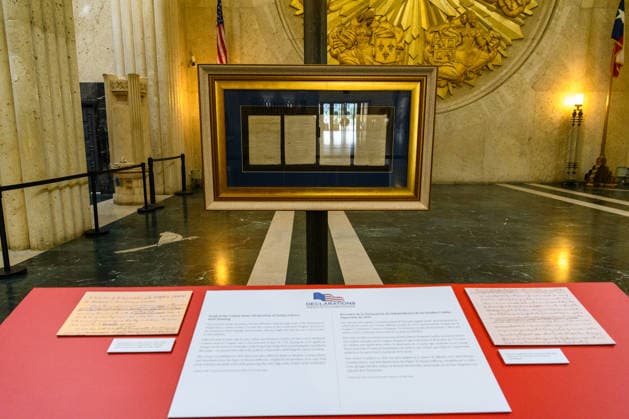 June 15, 2026, Dallas, Texas, USA: In celebration of the 250th anniversary of the United States, a rare, original copy of the Declaration of Independence will temporarily be on display at the Hall of State from June 15 to July 17, 2026 alongside other historic documents from the Dallas Historical SocietyÃ¢â‚¬â ¢s collection...Dallas is home to the Lost Copy of the United States Declaration of Independence, a rare original Dunlap broadside printed on the night of July 4, 1776. It is the only copy known to exist west of the Mississippi River...When the Continental Congress adopted the Declaration of Independence in Philadelphia, printer John Dunlap was commissioned to produce about 200 broadsides to be distributed across the colonies. - ZUMAa183 20260615_znp_a183_004 Copyright: xAvixAdelmanx