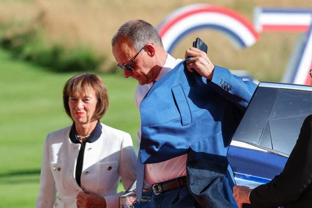 German Chancellor Friedrich Merz and his wife, Charlotte Merz, arrive at the Hotel Royal, Evian Resort, for the G7 Leaders Summit in Évian-les-Bains, France, on June 15, 2026 Dominique Jacovides Bestimage Germany’s Chancellor Friedrich Merz and his wife, Charlotte Merz, arrive for the G7 Leaders Summit at the Hotel Royal, Evian Resort in Evian-les-Bains, France, on June 15, 2026 Evian-les-Bains France,detected_source_language  Copyright: xDOMINIQUExJACOVIDESx xBESTIMAGExDOMINIQUExJACOVIDESx xBESTIMAGEx