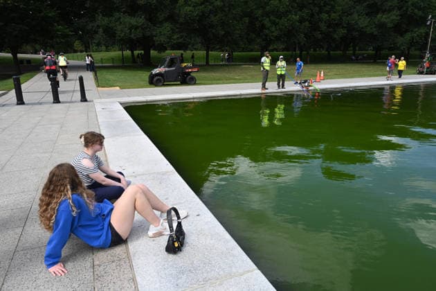 Newly-Renovated Lincoln Memorial Reflecting Pool Turns Green With Algae The water in the Lincoln Memorial Reflecting Pool has turned green as algae has begun to bloom following the completion of recent renovations on June 15, 2026 in Washington, DC. Photo by Olivier Douliery ABACAPRESS.COM Washington DC United States  Copyright: xDoulieryxOlivier ABACAx