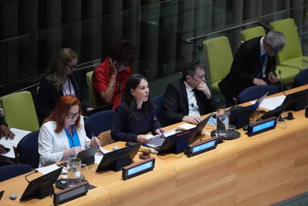 Maria Fernanda Espinosa meets UN delegates in New York NEW YORK, UNITED STATES - JUNE 15: Former President of the 73rd United Nations General Assembly Maria Fernanda Espinosa Garces, a candidate for the position of United Nations Secretary-General, speaks following a dialogue meeting with delegates at the Trusteeship Council Chamber at the United Nations Headquarters in New York, United States, on June 15, 2026. Selcuk Acar Anadolu New York United States. Editorial use only. Please get in touch for any other usage.  Copyright: x2026xAnadoluxSelcukxAcarx