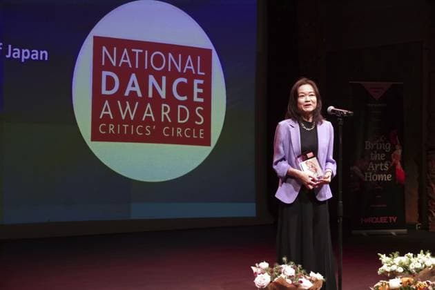 National Dance Awards in Britain Miyako Yoshida, artistic director of the National Ballet of Japan, speaks during an award ceremony in London on June 15, 2026, as the company wins the Stef Stefanou Award for Outstanding Company at the National Dance Awards presented by the Critics Circle in Britain.  A14AA0005619000P