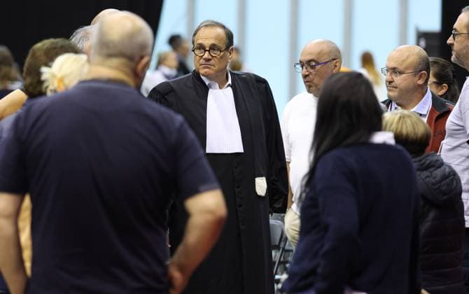 lawyer Jean-Philippe Mayence pictured during the session to debate the sentence at the trial of P. and A. Falzone, at the assize court of Hainaut Province, in Mons, on Tuesday 16 June 2026. The trial of the two men concerns the 2022 tragedy in Strepy-Bracquegnies, where a car plowed into a carnival parade around 5:00. Six people died at the scene, and a seventh months later in the hospital. P. Falzone was found guilty for seven murders and 79 attempted murders. A. Falzone was found guilty of 59 failure to assist a person in danger.  VIRGINIExLEFOUR 177838304