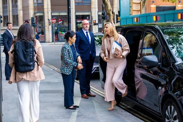 Londen, The Netherlands, 2026-06-16 08:57:12 LONDON, 16-06-2026, Queen Maxima at a roundtable discussion with financial service providers at Nationwide. The Queen is visiting London in her capacity as Special Advocate of the United Nations Secretary-General for Financial Health (UNSGSA). PHOTO: NLBeeld POOL Mischa Schoemaker Credit: NL Beeld Patrick van Emst  Copyright: xx x