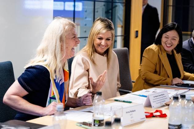 Londen, The Netherlands, 2026-06-16 09:10:37 LONDON, 16-06-2026, Queen Maxima at a roundtable discussion with financial service providers at Nationwide. The Queen is visiting London in her capacity as Special Advocate of the United Nations Secretary-General for Financial Health (UNSGSA). PHOTO: NLBeeld POOL Mischa Schoemaker Credit: NL Beeld Patrick van Emst  Copyright: xx x