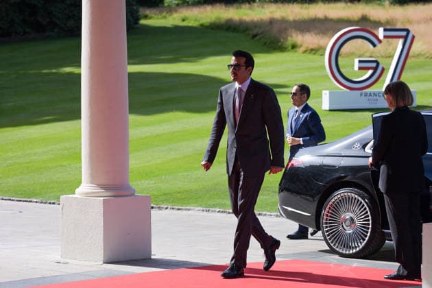 G7 Summit - Emir of Qatar Arrival Emir of Qatar, Sheikh Tamim bin Hamad Al Thani arrives to the Hotel Royal during the G7 summit, in Evian, eastern France, on June 16, 2026. A G7 summit is set to take place June 15 to 17 in the French town of Evian-les-Bains near Switzerland and it will be attended by country leaders as well as the EU s foreign policy chief and ministers from Brazil, Canada, the United Arab Emirates and Turkey. Photo by Ammar Abd Rabbo ABACAPRESS.COM Evian France  Copyright: xAbdxRabboxAmmar ABACAx