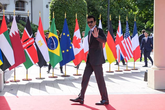 G7 Summit - Emir of Qatar Arrival Emir of Qatar, Sheikh Tamim bin Hamad Al Thani arrives to the Hotel Royal during the G7 summit, in Evian, eastern France, on June 16, 2026. A G7 summit is set to take place June 15 to 17 in the French town of Evian-les-Bains near Switzerland and it will be attended by country leaders as well as the EU s foreign policy chief and ministers from Brazil, Canada, the United Arab Emirates and Turkey. Photo by Ammar Abd Rabbo ABACAPRESS.COM Evian France  Copyright: xAbdxRabboxAmmar ABACAx