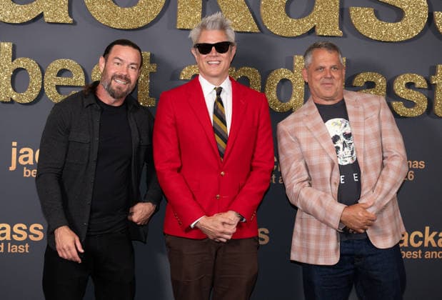 Chris Pontius, Johnny Knoxville and Jeff Tremaine attends Jackass: Best and Last UK Fan Screening at BFI IMAX in London, England. UK. Wednesday 3rd June 2026. Copyright: xJamesxWarrenx FP_Jackass_060