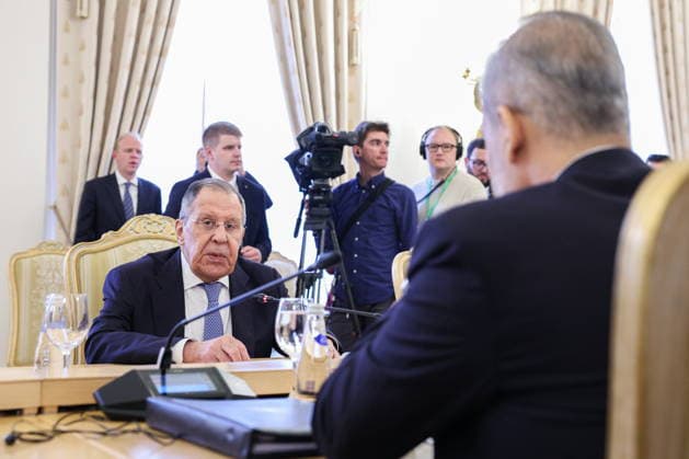 RUSSIA, MOSCOW - JUNE 16, 2026: Russia s Foreign Minister Sergei Lavrov (2nd L) and Hakan Fidan (R), Foreign Minister of Turkey, hold talks at the Reception House of the Foreign Ministry. Alexander Shcherbak TASS  93890493