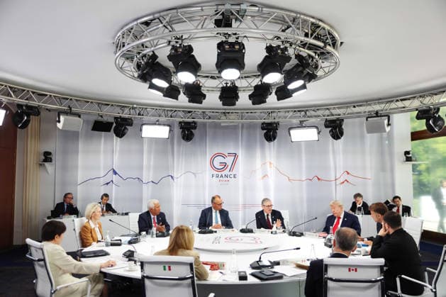 Prime Minister Keir Starmer attends G7 Leaders Summit in Evian 16 06 2026. Evian, France. Prime Minister Keir Starmer attends working session ˜Building peace and security for Ukraine and for Europe™ with Friedrich Merz, Chancellor of Germany, Ursula von der Leyen, President of the European Commission, Sanae Takaichi, Prime Minister of Japan, Mark Carney, Prime Minister of Canada, Giorgia Meloni, Prime Minister of Italy, Antonio Costa, President of the European Council, Volodymyr Zelenskyy, President of Ukraine and Donald Trump, President of the United States of America on day two of the G7 Leaders Summit with his wife Victoria, hosted by French President Emmanuel Macron in Evian., Credit:Ben Perry B66 Avalon France, Greater London  Copyright: xBenxPerryx xB66x xAvalonx 1110534185