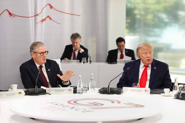 Prime Minister Keir Starmer attends G7 Leaders Summit in Evian 16 06 2026. Evian, France. Prime Minister Keir Starmer attends working session ˜Building peace and security for Ukraine and for Europe™ with Donald Trump, President of the United States of America on day two of the G7 Leaders Summit with his wife Victoria, hosted by French President Emmanuel Macron in Evian., Credit:Ben Perry B66 Avalon France, Greater London, Evian, ITV Studios  Copyright: xBenxPerryx xB66x xAvalonx 1110534192
