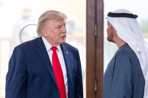 G7 Summit - Work Lunch US President Donald Trump greets UAE s President Sheikh Mohamed bin Zayed al-Nahyan MBZ during a work lunch as part of the G7 summit, in Evian, eastern France, on June 16, 2026. A G7 summit is set to take place June 15 to 17 in the French town of Evian-les-Bains near Switzerland and it will be attended by country leaders as well as the EU s foreign policy chief and ministers from Brazil, Canada, the United Arab Emirates and Turkey. Photo by Ammar Abd Rabbo ABACAPRESS.COM Evian France  Copyright: xAbdxRabboxAmmar ABACAx