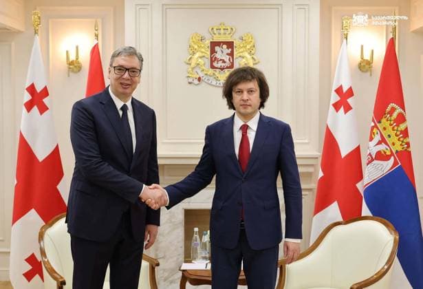 Irakli Kobakhidze - Aleksandar Vucic meeting in Tbilisi TBILISI, GEORGIA - JUNE 16: (----EDITORIAL USE ONLY - MANDATORY CREDIT - GEORGIAN PRESIDENCY HANDOUT - NO MARKETING NO ADVERTISING CAMPAIGNS - DISTRIBUTED AS A SERVICE TO CLIENTS-—) Georgian Prime Minister Irakli Kobakhidze (R) meets with Serbian President Aleksandar Vucic (L) in Tbilisi, Georgia on June 16, 2026. Georgian Presidency Anadolu Tbilisi Georgia. Editorial use only. Please get in touch for any other usage.  Copyright: x2026xAnadoluxGeorgianxPresidencyx