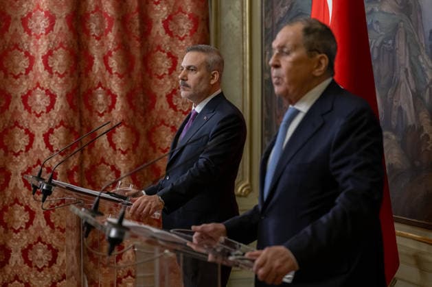 Hakan Fidan - Sergey Lavrov meeting in Moscow MOSCOW, RUSSIA - JUNE 16: Turkish Foreign Minister Hakan Fidan (L) speaks during a joint press conference with Russian Foreign Minister Sergey Lavrov (R) following their meeting in Moscow, Russia, on June 16, 2026. Mustafa Hatipoglu Anadolu Moscow Russia. Editorial use only. Please get in touch for any other usage.  Copyright: x2026xAnadoluxMustafaxHatipoglux