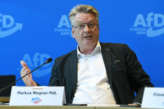 Pressekonferenz der AfD-Fraktion NRW am 16.06.2026 im Landtag in Düsseldorf Markus Wagner ( Stellv. Fraktionsvorsitzender AfD NRW ) *** Press conference of the AfD parliamentary group in North Rhine-Westphalia on June 16, 2026, at the state parliament in Düsseldorf; Markus Wagner, Deputy Chair of the AfD parliamentary group in North Rhine-Westphalia,detected_source_language xRx