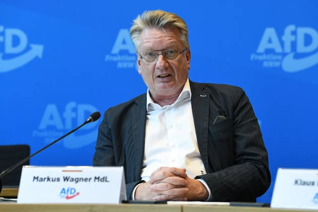 Pressekonferenz der AfD-Fraktion NRW am 16.06.2026 im Landtag in Düsseldorf Markus Wagner ( Stellv. Fraktionsvorsitzender AfD NRW ) *** Press conference of the AfD parliamentary group in North Rhine-Westphalia on June 16, 2026, at the state parliament in Düsseldorf; Markus Wagner, Deputy Chair of the AfD parliamentary group in North Rhine-Westphalia,detected_source_language xRx