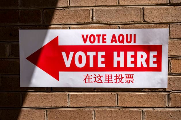 Vote Here signs are seen outside Sherwood Recreation Center as people vote in Washington DC s 2026 primary elections on Tuesday, June 16, 2026. The two front-runners to succeed current DC Mayor Muriel Bowser are Kenyan McDuffie, a moderate with support from many of Bowser s cabinet, and Janeese Lewis George, democratic socialist who built her campaign around organized labor.  WAP20260616312 BONNIExCASH