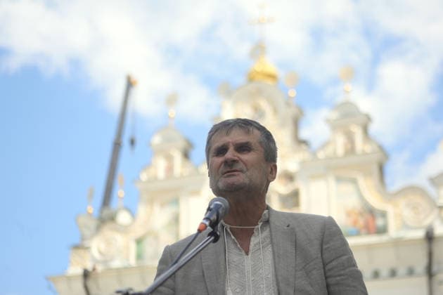 Oleksandr Dovzhenko National Film Studio Director General Andrii Donchyk speaks during a briefing on the consequences of the Russian attack on cultural heritage sites at the Kyiv Pechersk Lavra National Preserve, Kyiv, Ukraine, June 16, 2026. During the briefing, speakers presented the first results of the damage assessment, outlined the losses, priority measures to eliminate the consequences, and further steps to restore the affected facilities. On the night of June 15, Russian troops launched a massive combined strike on the Ukrainian capital. At least five facilities of national importance and several of local significance sustained damage, including the Dormition Cathedral of the Kyiv-Pechersk Lavra, the Ukraina National Palace of Arts,  Copyright: xYuliiaxOvsiannikovax