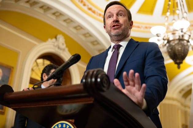 Senate Dems Post-Policy Luncheon Presser WASHINGTON, DC - JUNE 16: Senator Chris Murphy (D-CT) speaks at a press conference with other members of Senate Democratic leadership following a policy luncheon at the U.S. Capitol in Washington, DC on June 16, 2026. Nathan Posner Anadolu Washington United States. Editorial use only. Please get in touch for any other usage.  Copyright: x2026xAnadoluxNathanxPosnerx