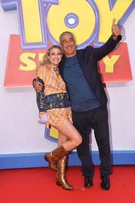 IPA85769589 - Rome, Teatro Sistina: Preview of the movie Toy Story 5. Pictured: Jacqueline Luna di Giacomo with her father  Copyright: xVincenzoxLandix xVincenzoxLandix 85769589