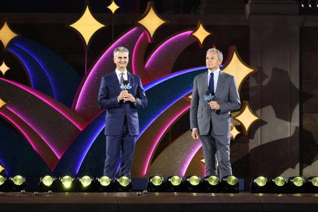 SHANGHAI, CHINA - JUNE 15: Former CEO of Walt Disney Company Bob Iger and current CEO of Walt Disney Company Josh D Amaro attend the special gala for the 10th anniversary celebration of Shanghai Disney Resort on June 15, 2026 in Shanghai, China. A celebration was held on June 15 to mark the 10th anniversary of Shanghai Disney Resort, which first opened to visitors on June 16, 2016.  Copyright: xVCGx 111648593077