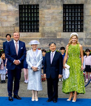 17-06-2026 Statevisit Queen Maxima and King Willem-Alexander with Emperor Naruhito of Japan and Empress Masako during the welcome ceremony at the Dam in Amsterdam on the 1st day of the 3 day statevisit to the Netherlands Â  Copyright: xPPEx