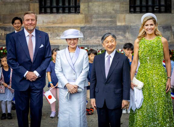 17-06-2026 Statevisit Queen Maxima and King Willem-Alexander with Emperor Naruhito of Japan and Empress Masako during the welcome ceremony at the Dam in Amsterdam on the 1st day of the 3 day statevisit to the Netherlands Â  Copyright: xPPEx