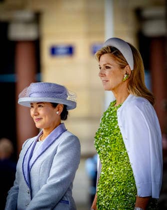 17-06-2026 Statevisit Queen Maxima and Empress Masako during the welcome ceremony at the Dam in Amsterdam on the 1st day of the 3 day statevisit to the Netherlands Â  Copyright: xPPEx
