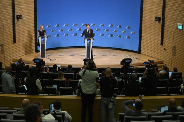 NATO Secretary General Mark Rutte BRUSSELS, BELGIUM - JUNE 17: NATO Secretary General Mark Rutte holds a press conference at the NATO Headquarters ahead of the upcoming NATO Defence Ministers Meeting in Brussels, Belgium, on Wednesday, June 17, 2026. Dursun Aydemir Anadolu Brussels Belgium. Editorial use only. Please get in touch for any other usage.  Copyright: x2026xAnadoluxDursunxAydemirx