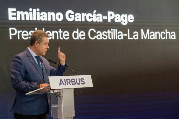 Page Inaugurates the New Airbus Digital Campus in Albacete The president of Castilla-La Mancha, Emiliano García Page, speaks during the inauguration of the new Airbus Digital Campus on June 17, 2026, in Albacete, Castilla-La Mancha, Spain. Airbus inaugurates its new Digital Campus, a center dedicated to training and the development of technological solutions for the aerospace sector. The facility strengthens the company’s industrial and innovation presence in Castilla-La Mancha. JUNE 17, 2026 Víctor Ferná Albacete, Castilla-La Mancha Albacete, Castilla-La Mancha, Spain,detected_source_language  Copyright: xVictorxFernandezx 7603763