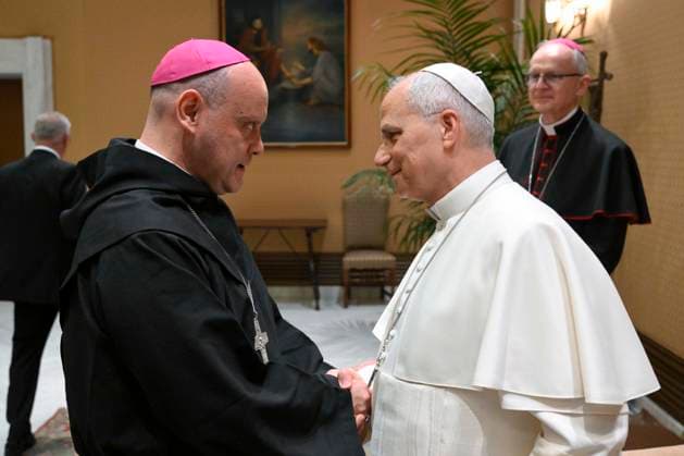 ITALY - POPE LEO XIV RECEIVES IN PRIVATE AUDIENCE MEMEBERS OF THE CENTER FOR RESERCH AND TRAINING OF THE PROTECTION OF THE CHILD IN LATIN AMERICA IN THE VATICAN- 2026 6 17 Italy, Rome, Vatican, 2026 6 17 Pope Leo XIV Receives in private audience Members of the Center for Research and Training on the Protection of the Child in Latin America in the Vatican EDITORIAL USE ONLY - NO BOOKS Copyright: xVATICANxMEDIAx
