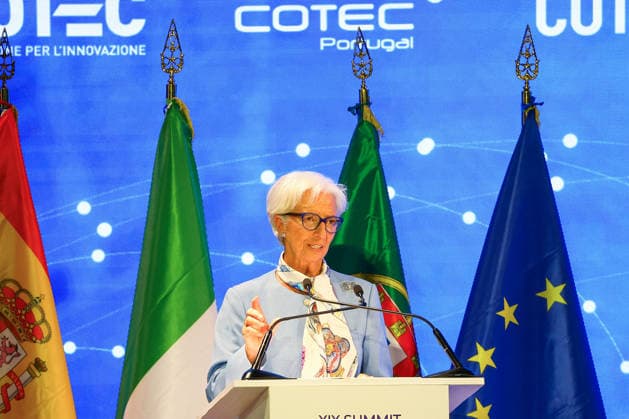 Christine Lagarde At 19th COTEC Europe Symposium - Venice Christine Lagarde, President of the European Central Bank, speaks during the 19th COTEC Europe Symposium on the theme Rethinking Work in the Age of AI: Transformation, Opportunity, and Governance at the Giorgio Cini Foundation on the island of San Giorgio Maggiore in Venice, Italy on June 17, 2026. Photo by Matteo Chinellato IPA ABACAPRESS.COM Venice Italy  Copyright: xIPA ABACAx