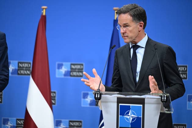 Mark Rutte - Andris Kulbergs press conference in Brussels BRUSSELS, BELGIUM -JUNE 17: NATO Secretary General Mark Rutte and Latvian Prime Minister Andris Kulbergs (not seen) hold a joint press conference at NATO headquarters on June 17, 2026, in Brussels, Belgium. Dursun Aydemir Anadolu Brussels Belgium. Editorial use only. Please get in touch for any other usage.  Copyright: x2026xAnadoluxDursunxAydemirx