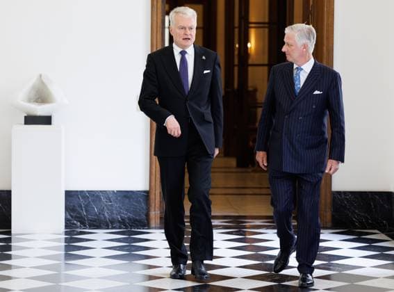 Lithuanian President Gitanas Nauseda, is welcomed by and King Philippe - Filip of Belgium prior to a meeting at the Royal Palace in Brussels on Wednesday 17 June 2026.  BENOITxDOPPAGNE 177931745