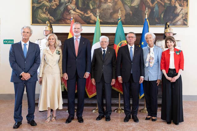 June 17, 2026, Venice, Rome, Italy: President of the Republic Sergio Mattarella with HM Felipe VI, King of Spain and HE Antonio Joso Seguro, President of the Portuguese Republic, with the three COTEC Presidents and Christine Lagarde, President of the European Central Bank. Venice, 17 06 2026 Venice Italy  - ZUMAa289 20260617_zia_a289_069 Copyright: xFrancescoxAmmendolax xAgfx