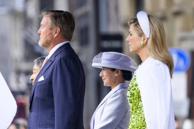 Amsterdam, The Netherlands, 2026-06-17 10:09:03 AMSTERDAM, 17-06-2026, Dam Square At the invitation of King Willem-Alexander and Queen Maxima, Emperor Naruhito of Japan is paying a state visit to the Netherlands. Emperor Naruhito is accompanied by Her Majesty Empress Masako. The state visit is a confirmation of the close and historic relationship between Japan and the Netherlands. The countries share 426 years of bilateral relations. PHOTO: NLBeeld Patrick van Emst In the photo: King Willem-Alexander and Queen Maxima officially welcome Emperor Naruhito and Empress Masako at Dam Square in Amsterdam. After the delegations are introduced, the Royal Military Band Johan Willem Friso plays the national anthems of both countries. This is follo  Copyright: xx x