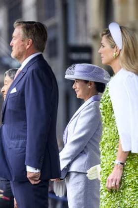 Amsterdam, The Netherlands, 2026-06-17 10:09:10 AMSTERDAM, 17-06-2026, Dam Square At the invitation of King Willem-Alexander and Queen Maxima, Emperor Naruhito of Japan is paying a state visit to the Netherlands. Emperor Naruhito is accompanied by Her Majesty Empress Masako. The state visit is a confirmation of the close and historic relationship between Japan and the Netherlands. The countries share 426 years of bilateral relations. PHOTO: NLBeeld Patrick van Emst In the photo: King Willem-Alexander and Queen Maxima officially welcome Emperor Naruhito and Empress Masako at Dam Square in Amsterdam. After the delegations are introduced, the Royal Military Band Johan Willem Friso plays the national anthems of both countries. This is follo  Copyright: xx x