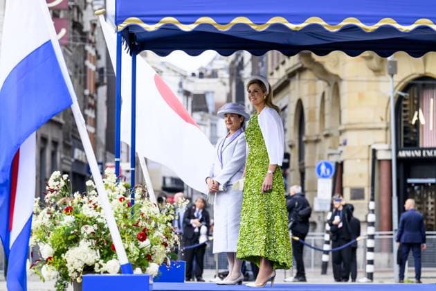 Amsterdam, The Netherlands, 2026-06-17 10:10:21 AMSTERDAM, 17-06-2026, Dam Square At the invitation of King Willem-Alexander and Queen Maxima, Emperor Naruhito of Japan is paying a state visit to the Netherlands. Emperor Naruhito is accompanied by Her Majesty Empress Masako. The state visit is a confirmation of the close and historic relationship between Japan and the Netherlands. The countries share 426 years of bilateral relations. PHOTO: NLBeeld Patrick van Emst In the photo: King Willem-Alexander and Queen Maxima officially welcome Emperor Naruhito and Empress Masako at Dam Square in Amsterdam. After the delegations are introduced, the Royal Military Band Johan Willem Friso plays the national anthems of both countries. This is follo  Copyright: xx x