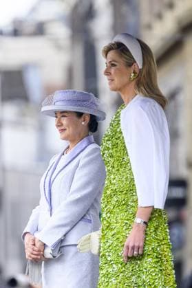 Amsterdam, The Netherlands, 2026-06-17 10:10:54 AMSTERDAM, 17-06-2026, Dam Square At the invitation of King Willem-Alexander and Queen Maxima, Emperor Naruhito of Japan is paying a state visit to the Netherlands. Emperor Naruhito is accompanied by Her Majesty Empress Masako. The state visit is a confirmation of the close and historic relationship between Japan and the Netherlands. The countries share 426 years of bilateral relations. PHOTO: NLBeeld Patrick van Emst In the photo: King Willem-Alexander and Queen Maxima officially welcome Emperor Naruhito and Empress Masako at Dam Square in Amsterdam. After the delegations are introduced, the Royal Military Band Johan Willem Friso plays the national anthems of both countries. This is follo  Copyright: xx x