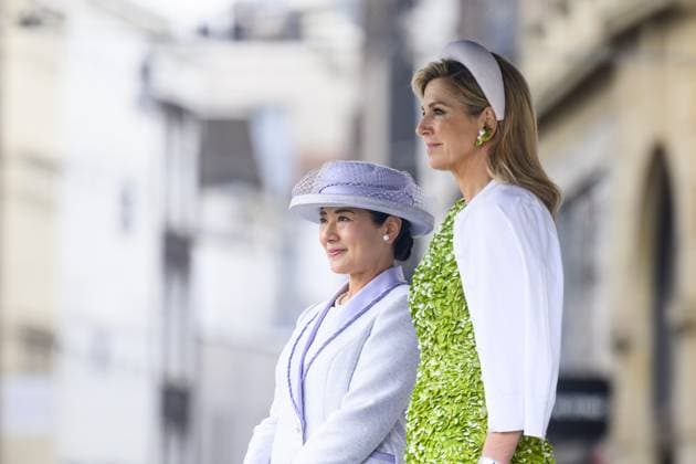 Amsterdam, The Netherlands, 2026-06-17 10:10:42 AMSTERDAM, 17-06-2026, Dam Square At the invitation of King Willem-Alexander and Queen Maxima, Emperor Naruhito of Japan is paying a state visit to the Netherlands. Emperor Naruhito is accompanied by Her Majesty Empress Masako. The state visit is a confirmation of the close and historic relationship between Japan and the Netherlands. The countries share 426 years of bilateral relations. PHOTO: NLBeeld Patrick van Emst In the photo: King Willem-Alexander and Queen Maxima officially welcome Emperor Naruhito and Empress Masako at Dam Square in Amsterdam. After the delegations are introduced, the Royal Military Band Johan Willem Friso plays the national anthems of both countries. This is follo  Copyright: xx x