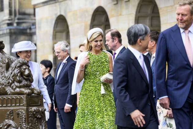 Amsterdam, The Netherlands, 2026-06-17 10:13:21 AMSTERDAM, 17-06-2026, Dam Square At the invitation of King Willem-Alexander and Queen Maxima, Emperor Naruhito of Japan is paying a state visit to the Netherlands. Emperor Naruhito is accompanied by Her Majesty Empress Masako. The state visit is a confirmation of the close and historic relationship between Japan and the Netherlands. The countries share 426 years of bilateral relations. PHOTO: NLBeeld Patrick van Emst In the photo: King Willem-Alexander and Queen Maxima officially welcome Emperor Naruhito and Empress Masako at Dam Square in Amsterdam. After the delegations are introduced, the Royal Military Band Johan Willem Friso plays the national anthems of both countries. This is follo  Copyright: xx x