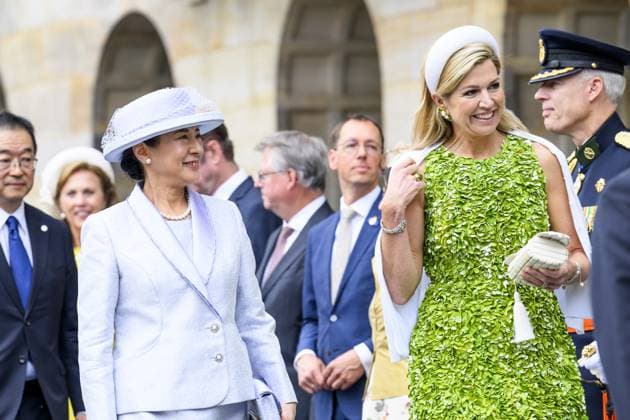 Amsterdam, The Netherlands, 2026-06-17 10:13:23 AMSTERDAM, 17-06-2026, Dam Square At the invitation of King Willem-Alexander and Queen Maxima, Emperor Naruhito of Japan is paying a state visit to the Netherlands. Emperor Naruhito is accompanied by Her Majesty Empress Masako. The state visit is a confirmation of the close and historic relationship between Japan and the Netherlands. The countries share 426 years of bilateral relations. PHOTO: NLBeeld Patrick van Emst In the photo: King Willem-Alexander and Queen Maxima officially welcome Emperor Naruhito and Empress Masako at Dam Square in Amsterdam. After the delegations are introduced, the Royal Military Band Johan Willem Friso plays the national anthems of both countries. This is follo  Copyright: xx x