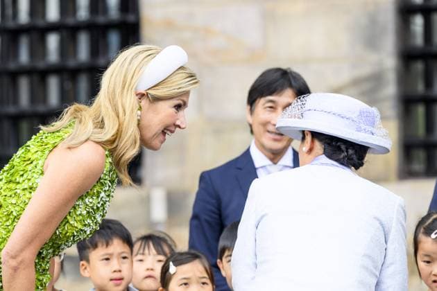 Amsterdam, The Netherlands, 2026-06-17 10:14:19 AMSTERDAM, 17-06-2026, Dam Square At the invitation of King Willem-Alexander and Queen Maxima, Emperor Naruhito of Japan is paying a state visit to the Netherlands. Emperor Naruhito is accompanied by Her Majesty Empress Masako. The state visit is a confirmation of the close and historic relationship between Japan and the Netherlands. The countries share 426 years of bilateral relations. PHOTO: NLBeeld Patrick van Emst In the photo: King Willem-Alexander and Queen Maxima officially welcome Emperor Naruhito and Empress Masako at Dam Square in Amsterdam. After the delegations are introduced, the Royal Military Band Johan Willem Friso plays the national anthems of both countries. This is follo  Copyright: xx x